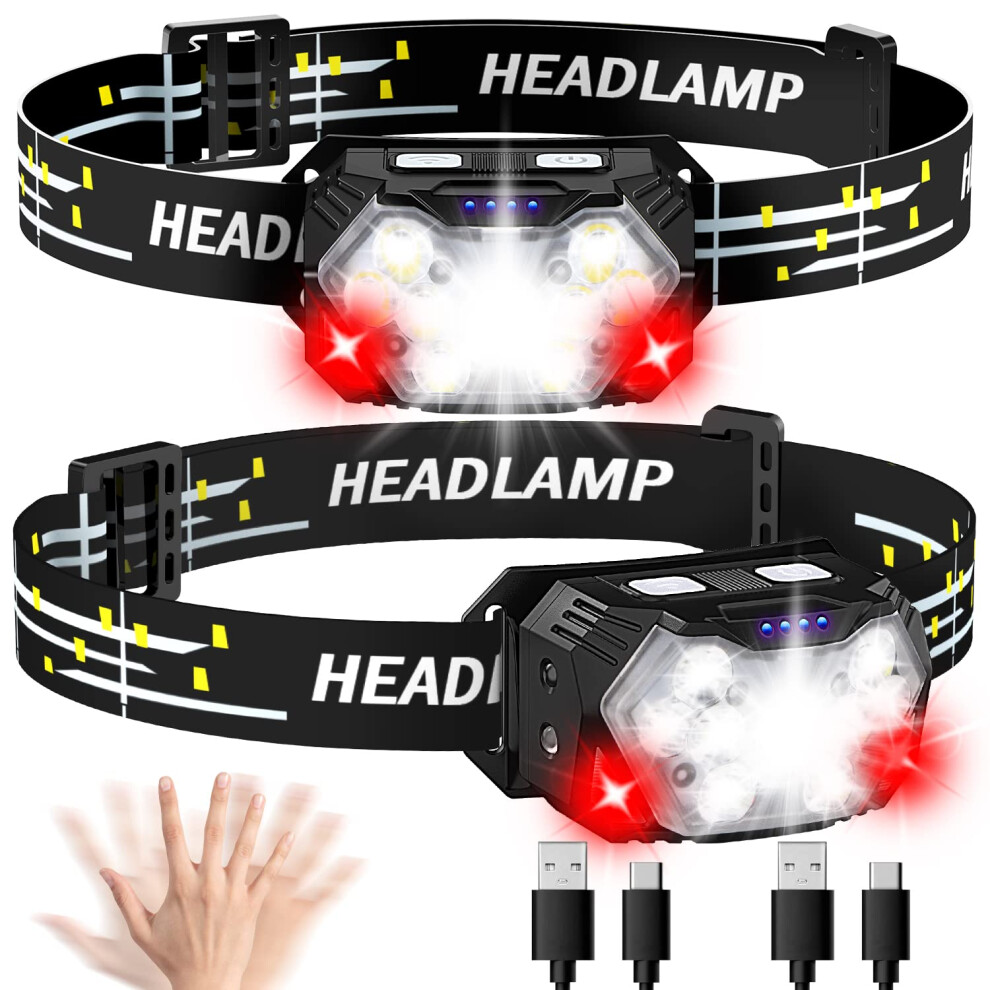Adjustable Ultra Bright Headlamp For Outdoor Enthusiasts, Rechargeable Motion Sensor Head Lamp With Ipx4 Waterproof Rating For Wide Applications 9405630287813