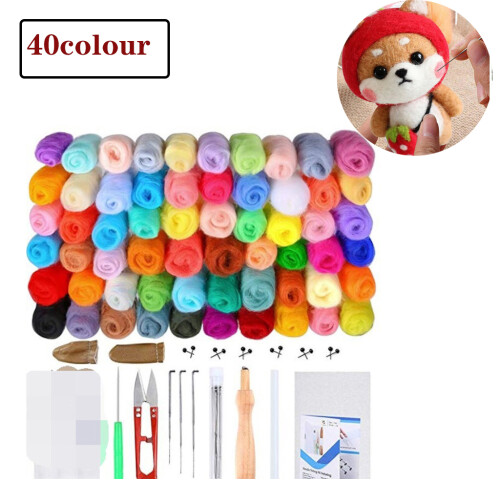 40-Color Needle Felting Kit, Comprehensive Tools, Portable Storage Solution, Professional Wool Roving, Versatile Applications for Beginners 1