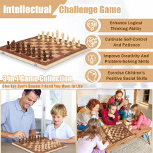 Wooden Chess Set with Magnetic Chess Set, Portable Travel Chess for Family Board Games, Hand Carved Wood