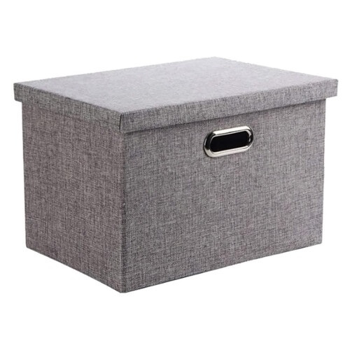 Efficient Collapsible Storage Bins, Linen Fabric Foldable Storage Boxes, Durable Material for Closet Office Nursery Space Saving (Grey) 1