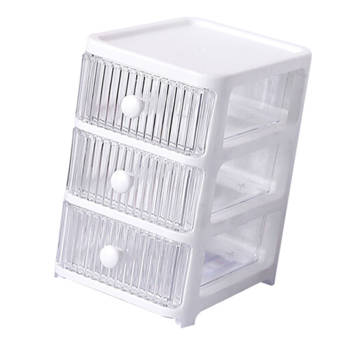 Multi-Layer Transparent Desktop Storage Box, 3 Layers, Plastic Organizer