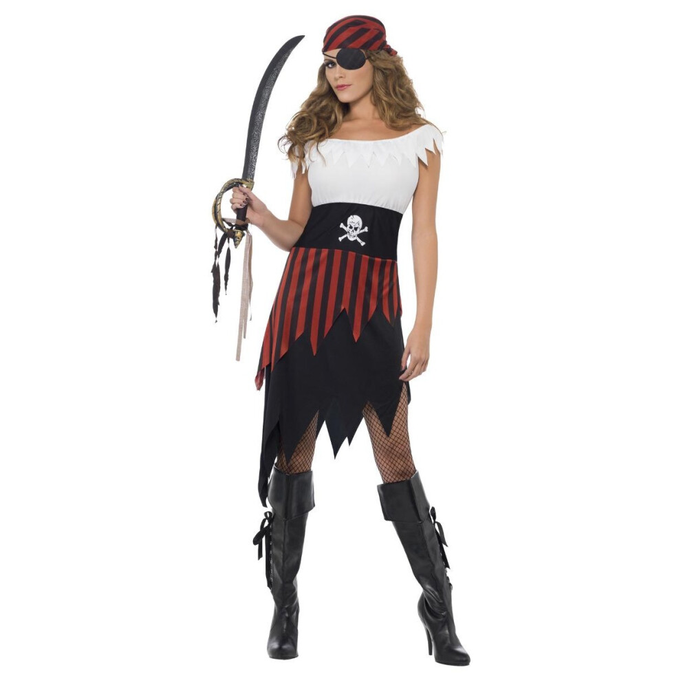 Smiffy's (M, Black/White/Red) Womens/Ladies Pirate Wench Costume