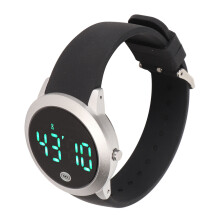 Digitaler wasserdichter Sportchronograph 12/24H Timer, Silber & Schwarz Gürtel