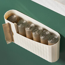 Wandmontierter Kunststoff-Müllbeutelspender Creme, leicht, 230g