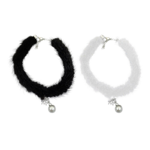 Pluche sleutelbeenketting korte ketting flexibele sieraden-Wit 1