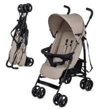 Passeggino a ombrello Kinderkraft TIK compatto leggero pieghevole con schienale allungato, cappottina e ruote in EVA Beige