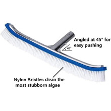 Aluminum Handle Angled Pool Brush for Easy To Use with EZ Clips, Flexible Strong Bristles Designed for Efficient Cleaning of Walls, Tiles & Floors 18"