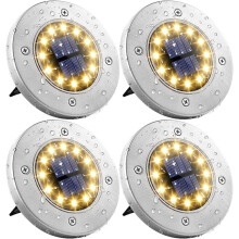 Luzes solares para exterior, alta eficiência, econômicas, 12 LEDs por luz para iluminação externa brilhante, seguras para crianças e animais de