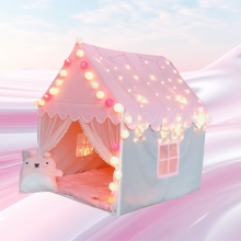Speeltent voor binnen en buiten, perfect voor prinsesjes en meisjes. Speelhuisje met gewatteerde mat, eenvoudig te monteren en inclusief opbergtas.