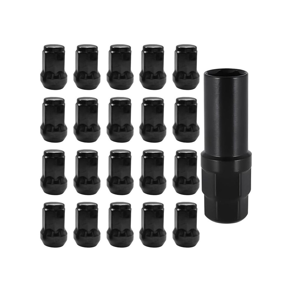 Car Wheel Lug Nuts,20Pcs Chrome Aftermarket Closed End Duplex 6 Spline Lugnut With 1 Key,Fuel Rim Lug For Vehicle Black 4711979911018