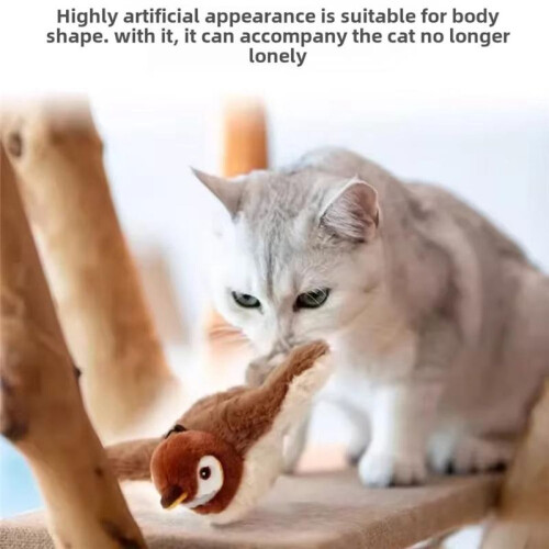 Cat Toy Interactive Electric Fluttering Sparrow Realistic Bird Movements Engaging Pet  Accessory 1