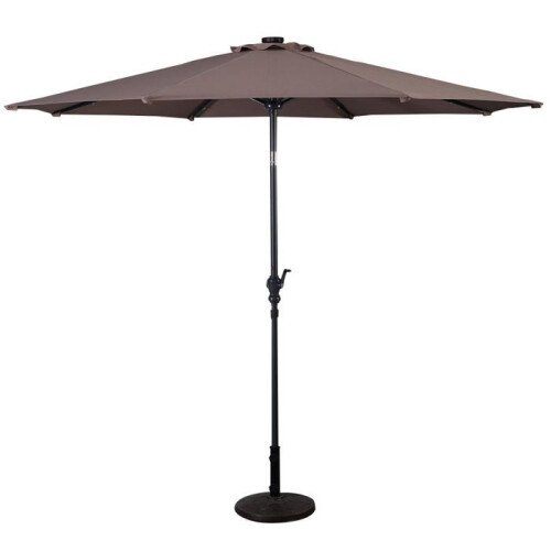 Parasol inclinable - HELLOSHOP26 - 300 cm - 24 luces LED - Ángulo ajustable - Marrón