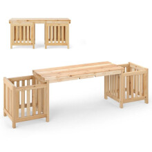 Banco de jardim - HELLOSHOP26 - 173x40x48 cm - Madeira de abeto - Multifuncional 2 em 1 - Jardineiras laterais
