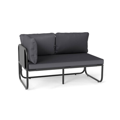 Divano 2 posti - HELLOSHOP26 - Patio - Resistente alle intemperie - Comfort ottimale - Nero