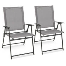 Sedie da giardino - HELLOSHOP26 - Pieghevoli - Confortevoli - Metallo - Nero