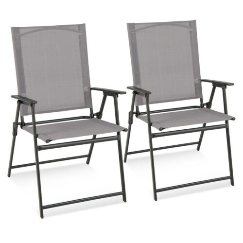 Sillas de jardín - HELLOSHOP26 - Plegables - Cómodas - Metal - Negro