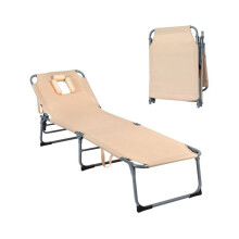 Silla larga plegable 194 x 61 x 36-86 cm respaldo ajustable 5 posiciones y almohada