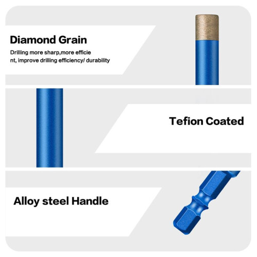 7PCS Tile Drilling Tool Drill Bit,Stone Dry Drilling Drill Bit,Marble Drilling  1/4,3/8,1/2,6mm,8mm,10mm,12mm 1