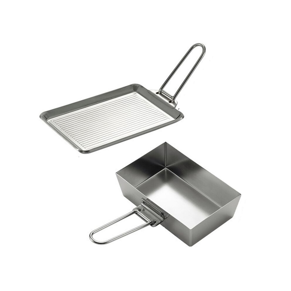 Portable Stainless Steel Camping Cookware, Thickened Frying Pan With Detachable Handle For Picnic And Steak Cooking 4711043812388