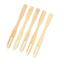 500Pcs Bamboo Appetizer Forks, 3.5 Inch Bamboo Forks ,Disposable Wooden Forks, Small Fruit Food Picks