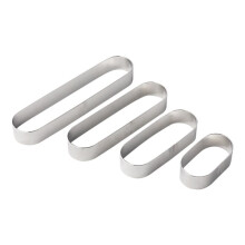 Molde de Anel de Mousse de Aço Inoxidável, Forma Oval Longa para Assar Tiramisu,  Cortadores de Biscoitos para Bolos, Tortas, Sobremesas