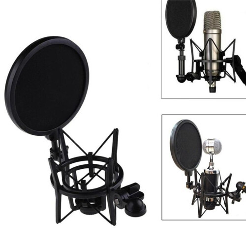 Professionele Microfoon Schokdemper Houder Verstelbare Studio Microfoon Beugel met Afscherming Filter Scherm Studio Standaard 2