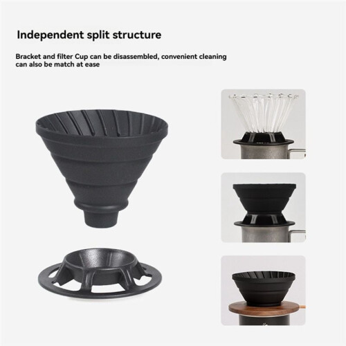 Silicone Foldable Coffee Dripper Reusable with Holder Coffee Filter Cup Space-Saving Foldable Coffee Funnel Outdoor,A 1