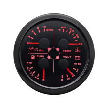 Jauge Multifonction 4 en 1 85 mm avec 0-190 Ohms/240-33 Ohms Jauge de Niveau de Carburant Température de L'Eau Pression D'Huile Voltmètre A