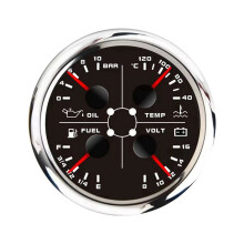 Jauge Multifonction 4 en 1 85 mm avec 0-190 Ohms/240-33 Ohms Jauge de Niveau de Carburant Température de L'Eau Pression D'Huile Voltmètre B