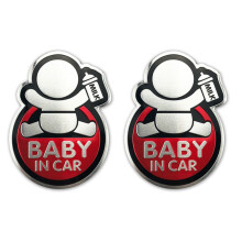 2X Baby in Car Sticker Baby  Board Car Aluminum Sticker for  X-TRAIL Qashqai  Octavia Fabia  Clio B