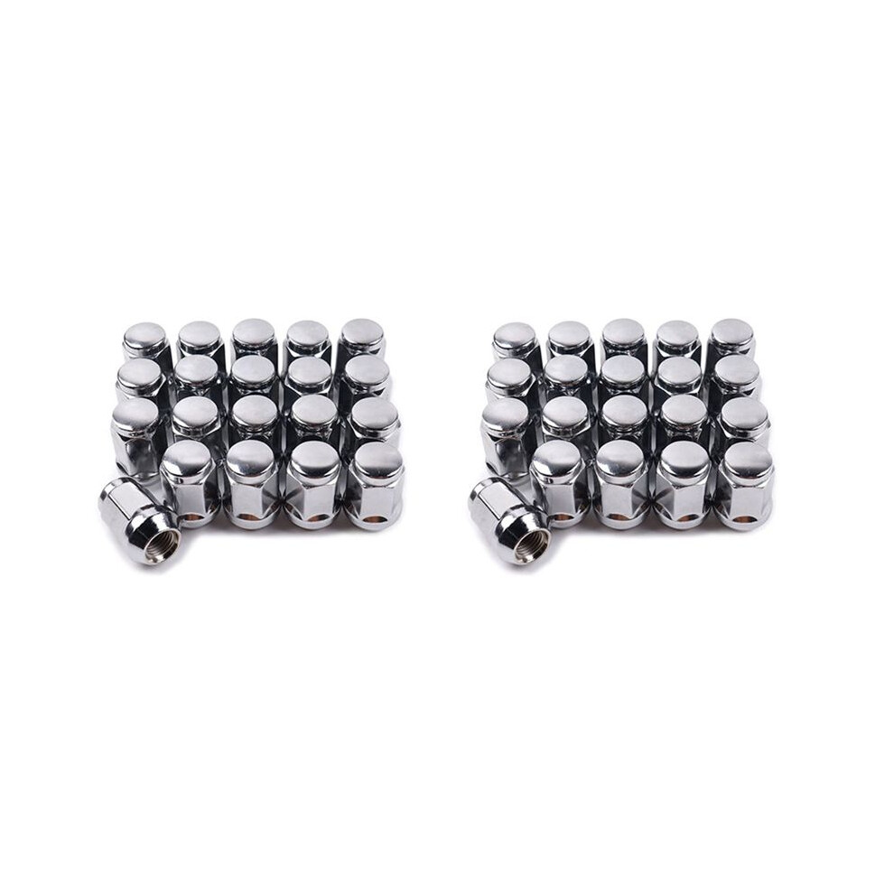 40Pcs 14X1.5 Lug Nuts - 19Mm Lug Nut 1.38 Inch Tall 3/4 Inch Hex Chrome Lug Nuts, For 1999-2021 Chevy Ado 1500 Silver Exogio
