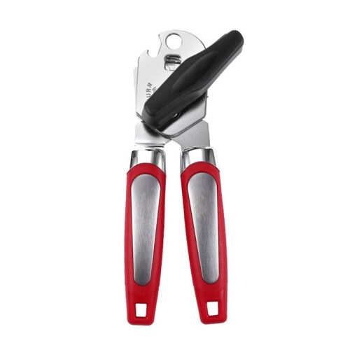 Red Manual 3-in-1 Multifunctional Can Opener Kitchen Tool with Bottle Opener