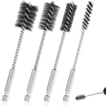 4 Stuks Draadborstels voor Boor RVS Boorgatborstelset 3/8Inch 1/2Inch 3/4Inch 7/8Inch voor Boorpoorten Buizen Lagers