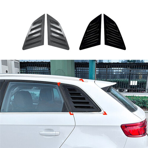 Car Rear Triangular Window Louvers Shutters Blinds Cover Trim for  A3 S3 8V Hatchback 2014-2020 Glossy Black 1