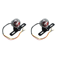 2X Moto RéTro Feu ArrièRe Miller Stop Feu ArrièRe Plaque D'Immatriculation Support de Lampe ArrièRe Chopper Frein Feu Stop