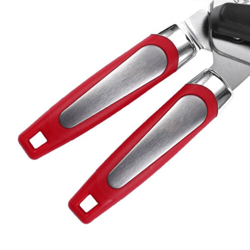 Red Manual 3-in-1 Multifunctional Can Opener Kitchen Tool with Bottle Opener 2
