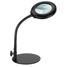 Loupe Flexible à Col de Cygne avec Support, 5 Modes de Couleur, Lampe D'Étude de Protection des Yeux à Intensité Variable, USB