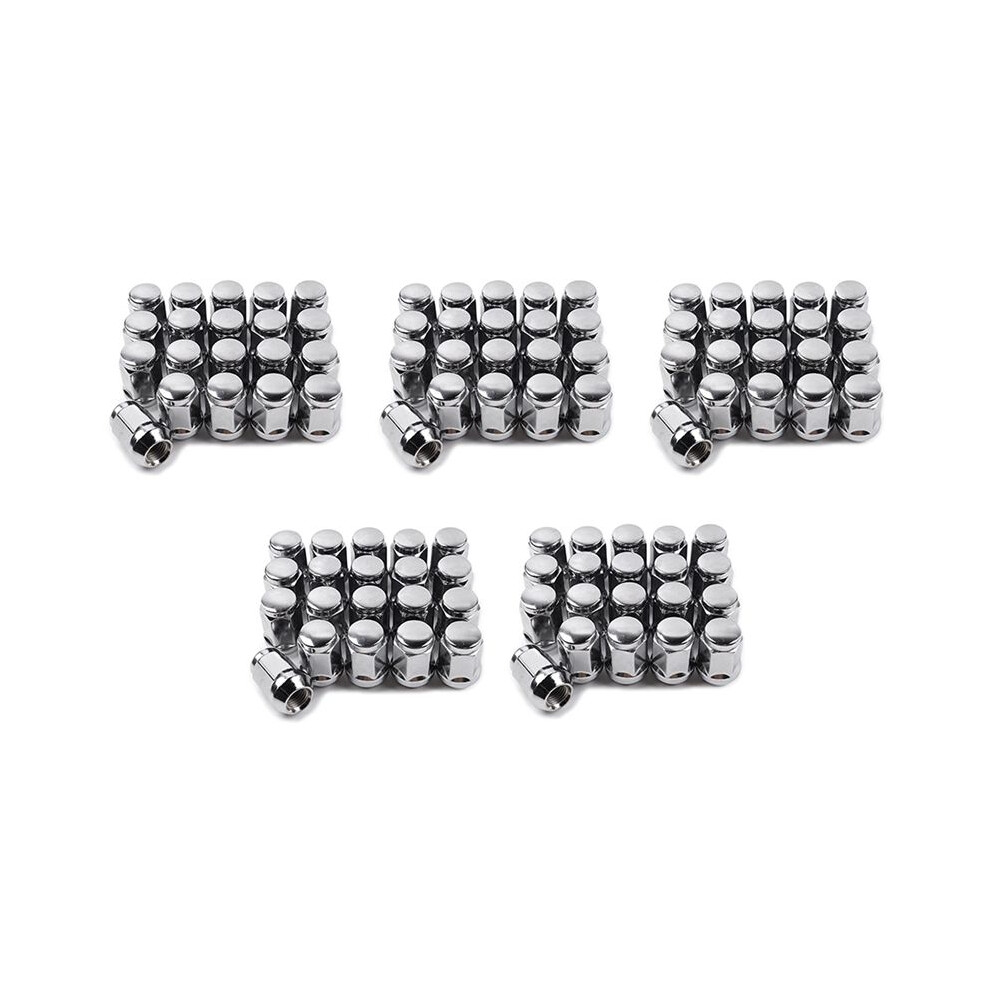 100Pcs 14X1.5 Lug Nuts - 19Mm Lug Nut 1.38 Inch Tall 3/4 Inch Hex Chrome Lug Nuts, For 1999-2021 Chevy Ado 1500 Silver 6032905381346
