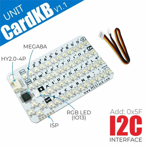 Clavier QWERTY 50 Touches CardKB V1.1 avec MCU ATMega8A, I2C, LED RVB, Programmable pour UIFlow (MEGA8A) 1