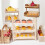 2-Tier Wooden Fruit Basket,Multipurpose Kitchen Storage for Vegetables, Bread,Rustic Vintage Style Food Container White 3