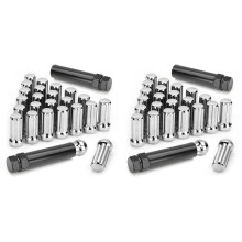 M14X1.5 Wheel Lug Nuts,48 Pieces 14mmx1.5 7 Spline Drive Awl Acorn Cone Lug Nuts 2 Inch Long Black with 4 Socket Key