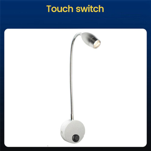 Reading Light LED Hose Spotlight Hose Wall Lamp Gooseneck Lamp Touch Control for Bedside Reading Warm Light EU Plug 2