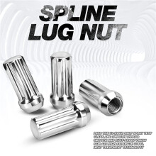 M14X1.5 Wielmoeren, 48 Stuks 14Mmx1.5 7 Spline Drive Priem Acorn Cone Wielmoeren 2 Inch Lang Zwart met 4 Dopsleutel