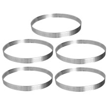 5 Unidades 20 cm Anéis Circulares de Torta com Furos Aço Inoxidável Torta de Frutas Quiches Bolo Mousse Molde Cozinha Assadeira Molde