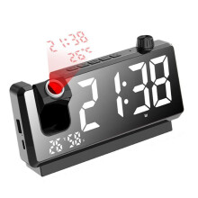 Reloj Despertador con Proyección, Pantalla LED HD, Relojes de Proyección Inteligentes para Dormitorio, Reloj Digital Giratorio de 180 Grados,