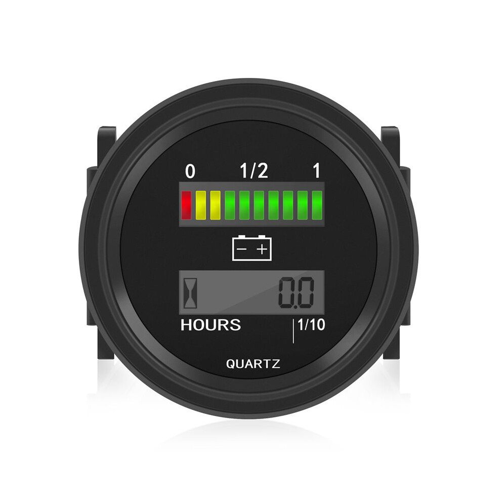 12V/24V/36V/48V/72V Led Digital Battery Status Charge Indicator With Hour Meter Gauge Black 6132637947602