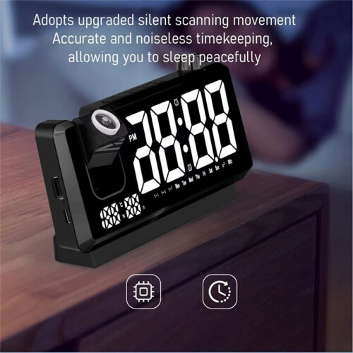 Projection Alarm Clock HD LED Display  Projection Clocks for Bedroom 180 Degree Rotatable Digital Clock Projector B 1