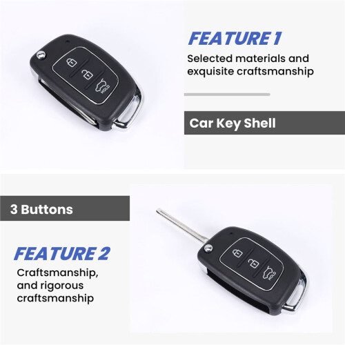 Flip Key Shell fit for  ix45 Santa Fe Remote Key Case Fob 3-Button Black 1