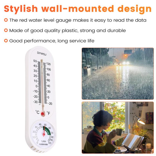 Indoor Thermometer Hygrometer Pointer Wall Vertical Hygrometer Red Water Long White Bar Hanging Thermometer 2