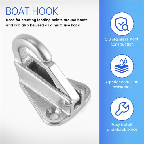 Marine Boat  Hooks Stainless Steel Spring Snap Type  Fending Hook Hanger 1 Pcs 2